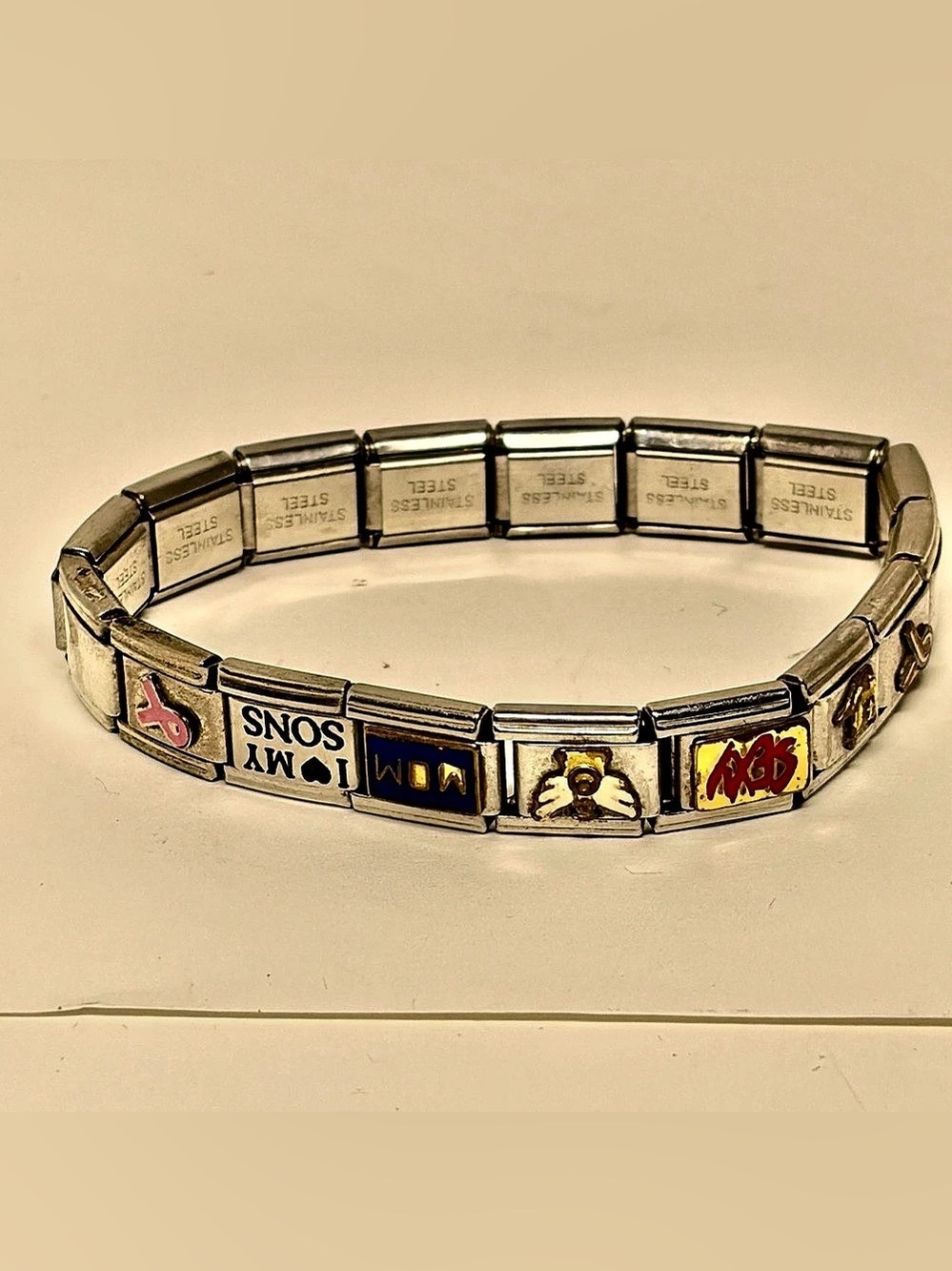 Ciao Italia Italian Modular Charm Bracelet Stainless Steel 7 Charms Vintageb